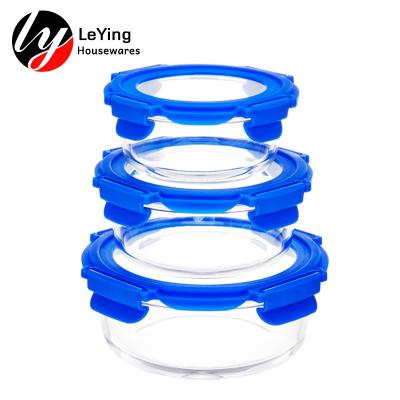 China Freshness Preservation And Microwave Storage Food Dishwasher Safe Circular Glass Container for sale