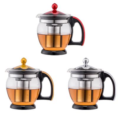 China CLASSIC Glass Teapot With Removable Loose Tea Infuser Handle Glass Plastic Tea Maker for sale