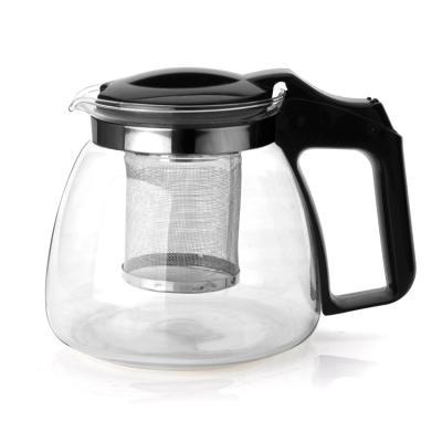 China Factory direct sale large capacity viable transparent temperature resistant single glass teapot teapot with filter for sale