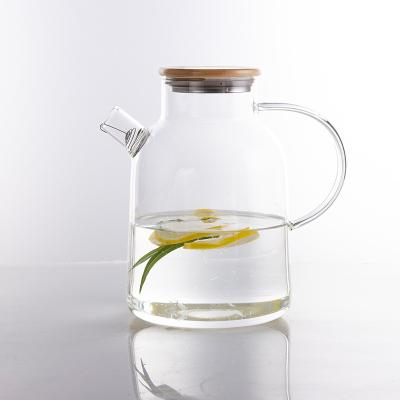 China Wholesale Viable Pyrex Glass Pitcher Heat Resistant Glass Water Jug With Lid for sale