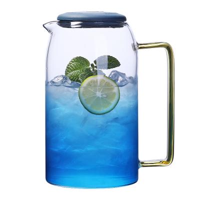 China Durable Heat Resistance Custom Box Packaging Clear Borosilicate Glass Water Pitcher Jug for sale