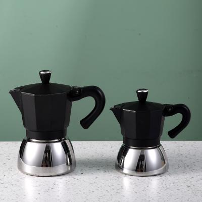 China WITH LID Electric Black Italy Stovestop Stainless Steel Espresso Moka Pot Aluminum Coffee Maker for sale