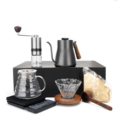 China Viable Professional Kitchen Server Grinder Timer Scale Drip Coffee Set Pour Over Coffee Maker Tool Kit Kit for sale