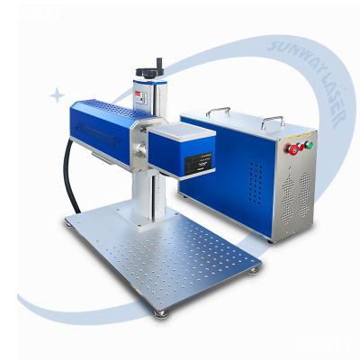 China Air Cooled Jeans Denim Wear Fabric Shoes Logo Marking Engraver 20w 30w RF CO2 Laser Engraving Machine for sale