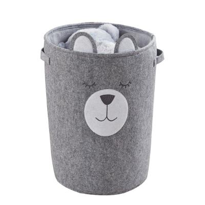 China Folding Household Storage Clothes Bag Wash Bathroom Felt Laundry Basket for sale