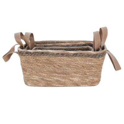 China Sustainable Fashion Straw Wholesale Basket Storage Hot Selling Handmade Basket for sale