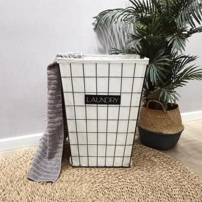 China Sustainable Laundry Hamper New Design Rectangle Metal Iron Basket Storage for sale