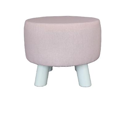 China Removable Cover Popular Wooden Leg Around Baby Room Furniture Fabric Stool for sale