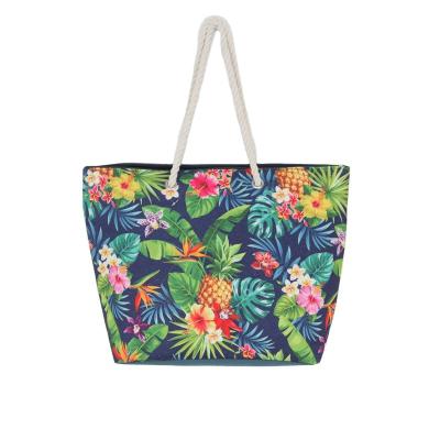 China Lady Color Printed Canvas Fashion Women Shopping Bag Wholesale Summer Beach Bag for sale