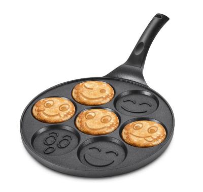 China Minimalist Pancake Maker Pan with 7 Face Pan Nonstick Cookware Soft Touch Smile Easy Clean Handle for sale