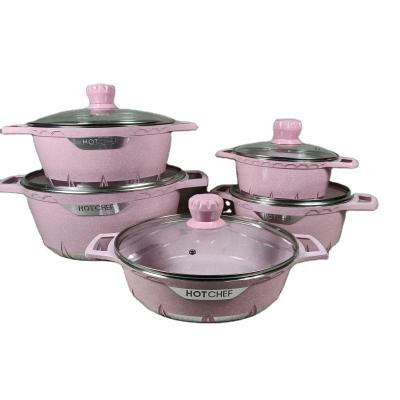 China Sustainable Flame Series Die Casting Aluminum Casserole With Glass Lids Easy Clean Nonstick Cookware Set for sale