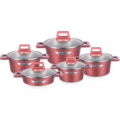 China Sustainable High Quality Die Cast Aluminum Induction Cookware Sets Kitchen Pots And Pans With Granite Coating for sale