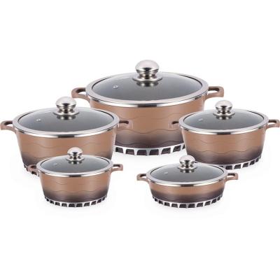 China Sustainable Wavy Style Design Kitchenware Casserole Set 3003 High Quality Aluminum Kitchen Cookware Series Hot In Middle East Market for sale