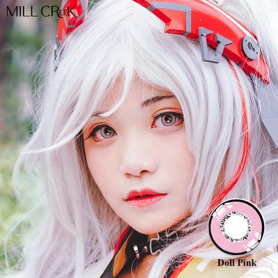 China Prescription Dark Eyes Dolly Circle Lenses With Power Brown Pink for sale