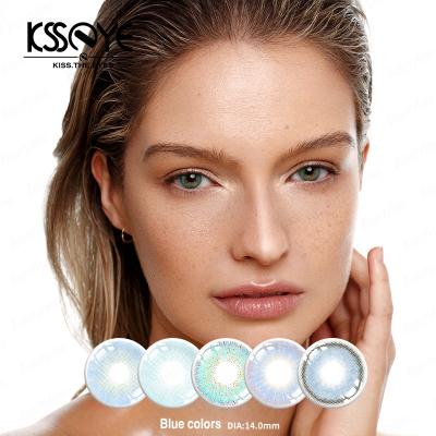 China Jährlicher natürlicher farbiger Ton 2 Diamond Sugar Blue Circle Lensess 14mm zu verkaufen