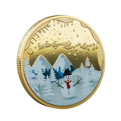 China Europe Souvenir Gifts Merry Christmas Happy New Year Souvenir Metal Coin Challenge Coins for sale