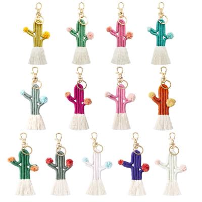 China New Unisex Handmade Rainbow Boho Macrame Rainbow Tassel Keychain Keychain Pendant Gifts For Women Girls for sale