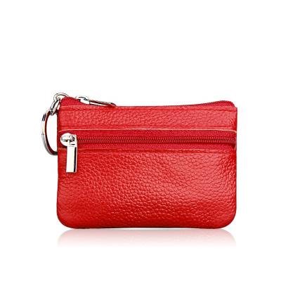 China Advertising New Promotion Women's Coin Purse Genuine Leather Mini Pouch Wallet Key Chain With Keychain for sale