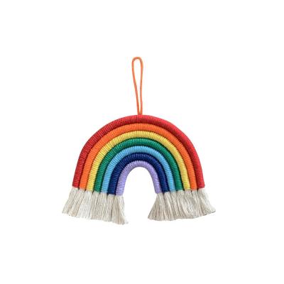 China Cute Handmade Woven Tassel Rainbow Macrame Bohemian Decor Macrame Wall Hanging Room Home Decoration for sale