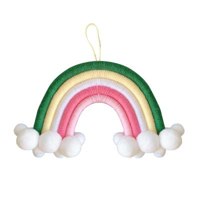 China Cute Handmade Woven Tassel Rainbow Macrame Boho Girls Room Decor Macrame Wall Hanging Home Decoration for sale