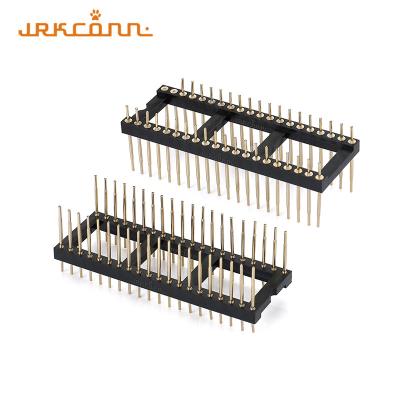 China 15.24mm Row Space IC Socket Connector Gold Plated 180 Degree Male Pin Header Connector for sale