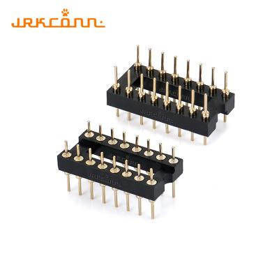 China Round Pin Machine IC Socket And Adapter 16P Straight Gold Plating Right Angle Pin Header for sale