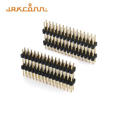 China Dual Row 2.54 Pin Connector Pin Header Straight DIP Type  4 - 80 Contacts Right Angle Header for sale