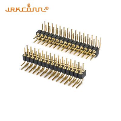 China Ángulo derecho Revestimiento de oro 2.54mm Pitch Pin Header Conector Agujero redondo PCB Pin Header en venta