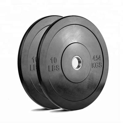 China Universal Gym Equipment 5-25kg Free Weight Black Rubber Bumper Plates for sale