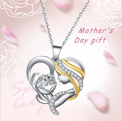 China Fashion S925 ZIRCON NECKLACE STERLING SILVER HEART SHAPED MOTHER'S DAY JEWELRY PENDANT Gifts Wholesale for sale