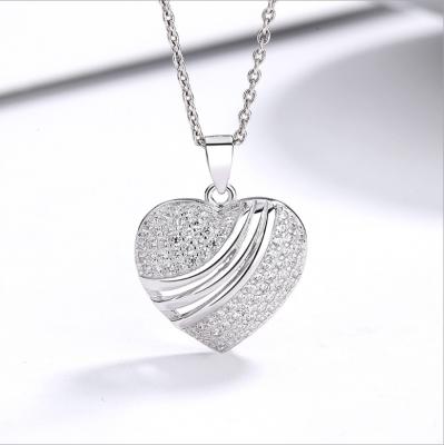 China Fashion S925 silver diamond inlaid clavicle women's version necklace Korean version of love fashion heart-shaped pendant wholesale for sale