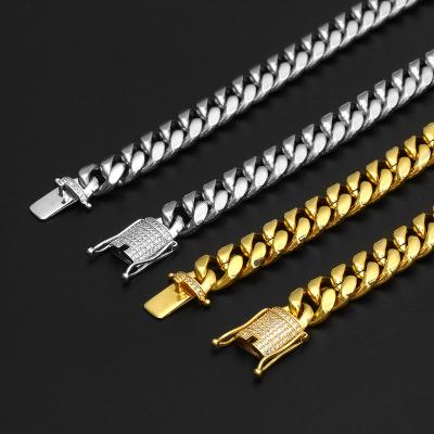 China Factory wholesale high quality 12 millimeter hip-hop roadside Cuban link men's gold chain freeze point chain for sale