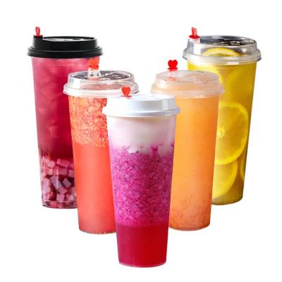 China Disposable eco-friendly custom logo 12oz disposable plastic coffee pp boba milktea cups bubble tea cup with lid for sale