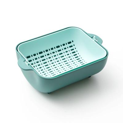 China Plastic Viable Double Layer Vegetables And Fruits Wash Kitchen Sink Drain Basket for sale