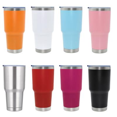 China USA Warehouse 30OZ Large Travel Mug Double Wall Stainless Steel Tumbler With Slide Lid And Straw for sale