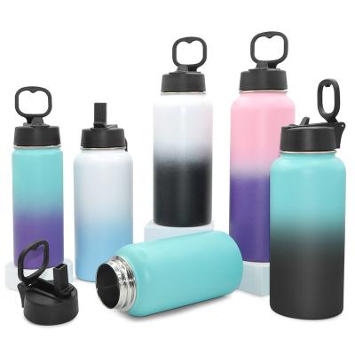 China Custom Logo Gradient Color Double Wall Stainless Steel Flask Vacuum Insulated Sports Termos Water Bottle for sale