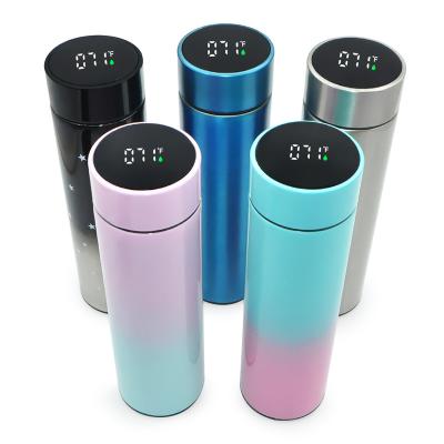 China European Custom 500ML 17oz Fahrenhite Digital Vacuum Insulated Intelligent Flask Smart Led Thermos Water Bottles for sale