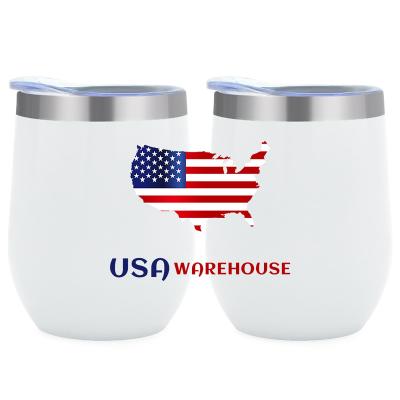 China FBA Warehouse Custom Logo 360ML 12oz Vacuum Insulated Sublimation Straight Wine Tumblers Egg Shape Mugs With Lid for sale