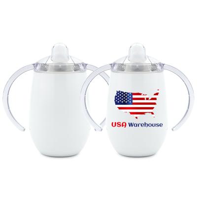 China Us Warehouse 12oz Straight Double Walled Insulated Kids Water Bottles White Sublimation Pacifier Cup With Lid for sale