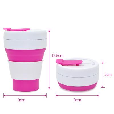 China Portable Camping Drinking Cups Reusable Foldable Collapsible Silicone Travel Cup With Lids for sale