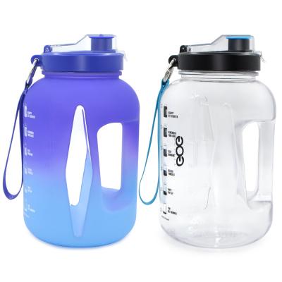 China 2.2L Half Gallon Water Bottle Plastic Gym Sports Motivational and Time Marker Gym Drinking Jug for sale