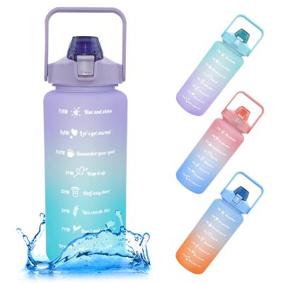 China FBA Warehouse Large Half Gallon Motivational Water Bottles With Straw BPA Free 2l Motivational Water Bottle for sale