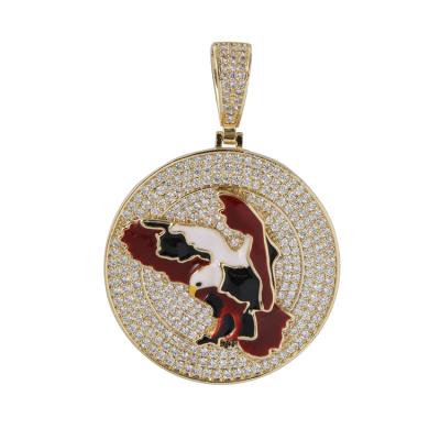 China Hiphop gold plated iced out EAGLE MAP hiphop pendants for sale