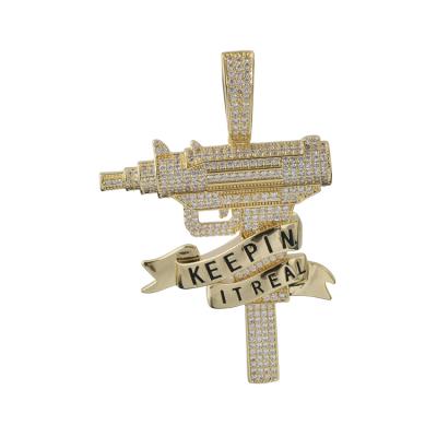 China Iced Out Hiphop Men's Hip Hop Thin 14k Gold AK47 Gun Pendant for sale