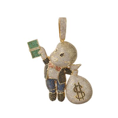 China Hiphop Luxury Iced Out Bling Bling Pendants The Boy With Money Bag Pendant for sale