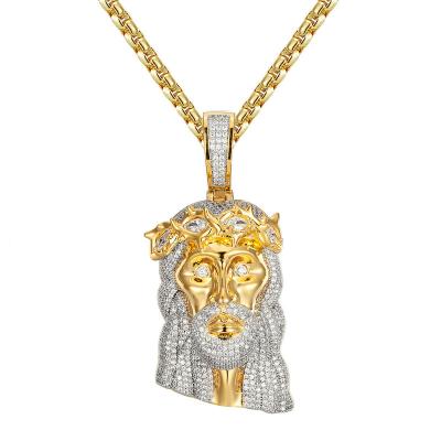 China HIP HOP Hip Hop Iced Out Bling Gold Finish Lab Diamond Jesus Pendant for sale