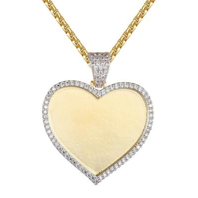 China Hiphop Iced Out Crystal CZ Heart Picture Pendant Rhinestone Photo Pendant for sale