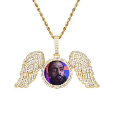 China Hiphop Iced Out Large Wing Photo Hip Hop Photo Pendant for sale