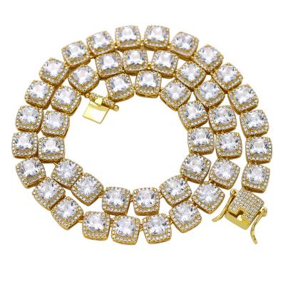 China Hiphop Gold Plated Hip Hop Jewelry Brass CZ Iced Out Zircon Hip Hop Necklace for sale