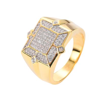 China Hiphop Wholesale Iced Out Two Tone Micro Pave Stylish CZ Mens Hip Hop Ring for sale